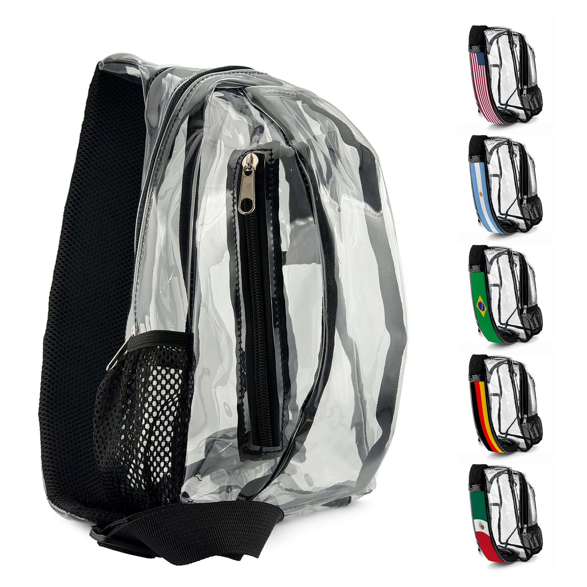 Etc.marketing CLEAR BAG Stadium Approved Sling Bag with CUSTOMIZABLE Strap Pocket – Transparent Crossbody Backpack for Concerts, Sports, Travel & Events - Show your team colors!
