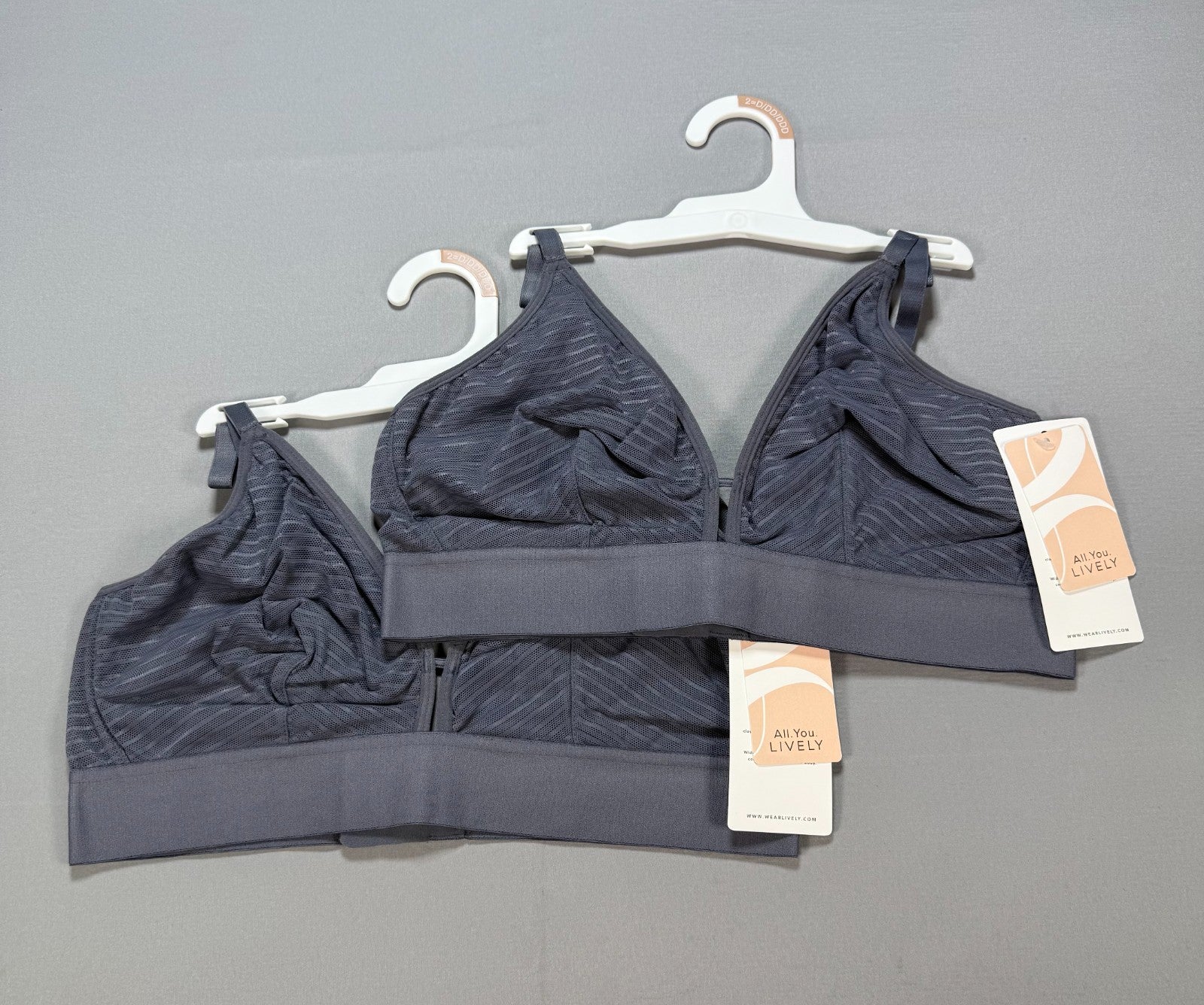 NWT All.You.LIVELY the Busty Stripe Mesh Bralette Bra Women's 2 Gray - Set of 2