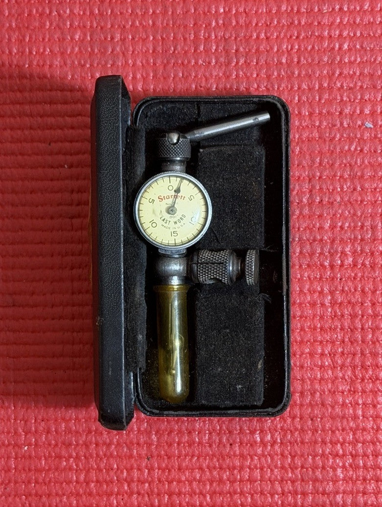 VINTAGE STARRETT LAST WORD 711  .001 TEST INDICATOR WITH CASE MACHINIST TOOL USA