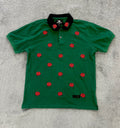 Damati Men's Size Large (L) Polo Short Sleeve Roses Embroidered Green Cotton