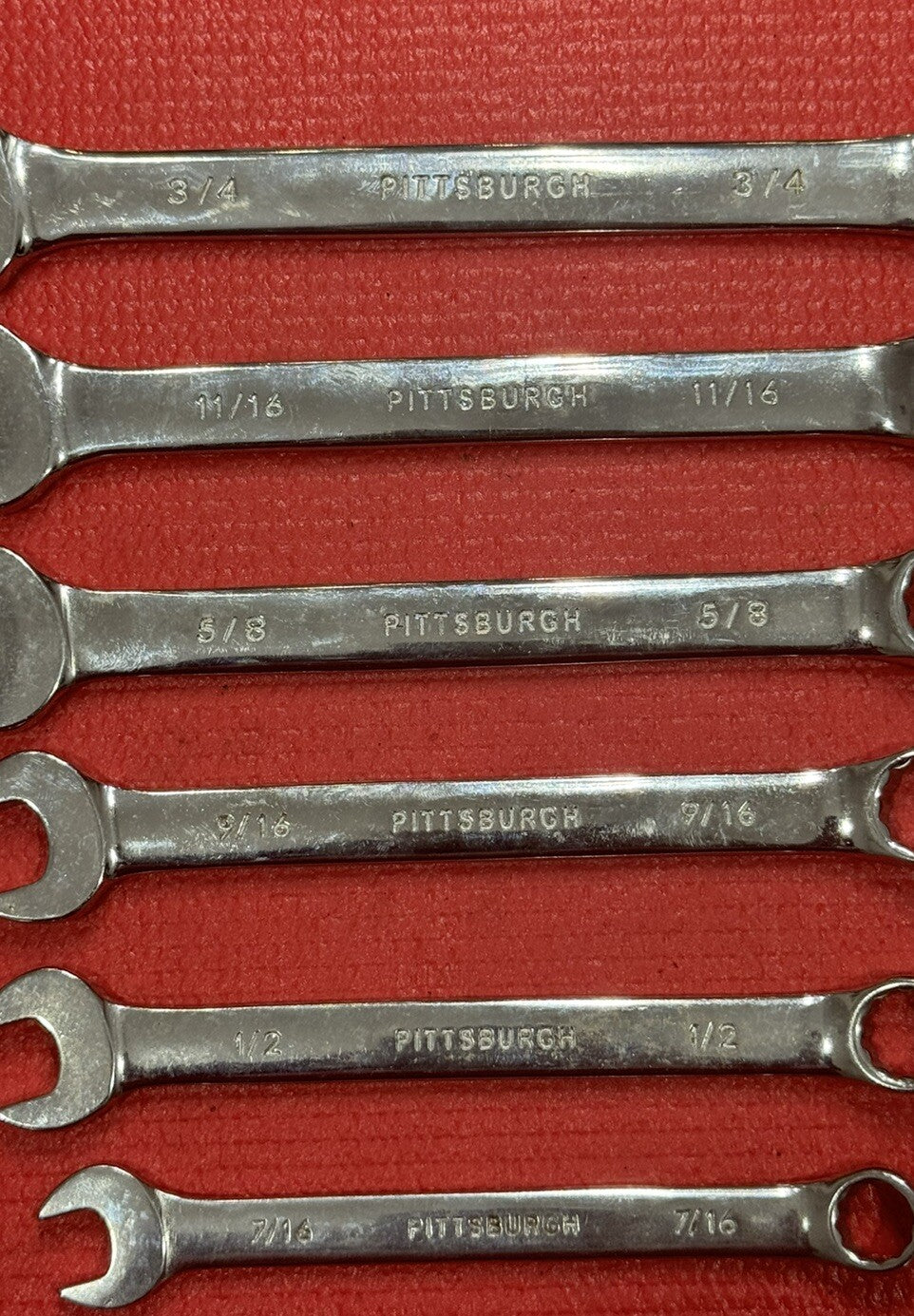Pittsburgh Tools 6 PC SAE Chrome Vanadium Combination Wrench Set 12PT