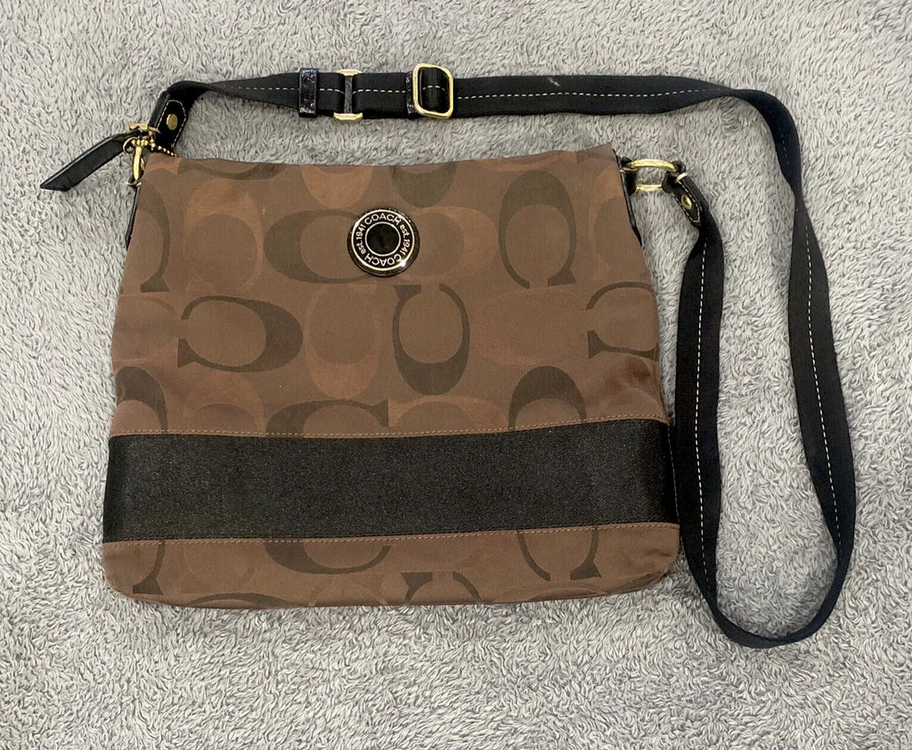 Coach Crossbody Shoulder Handbag PURSE SIGNATURE BROWN  F20061 est. 1941  G2
