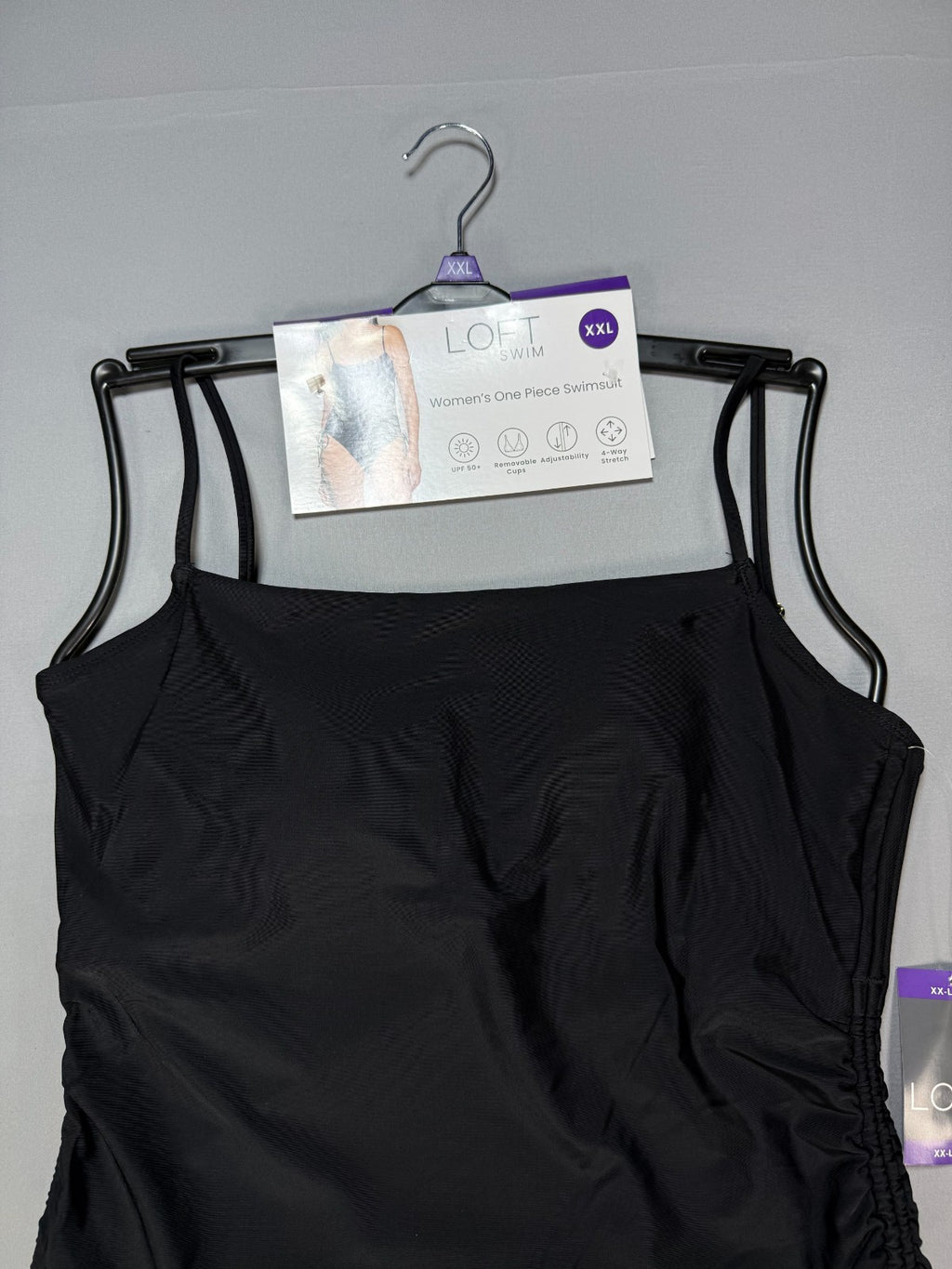 NWT Loft Swim One-Piece Swimsuit Women's 2XL Black 4-way Stretch Summer Beach