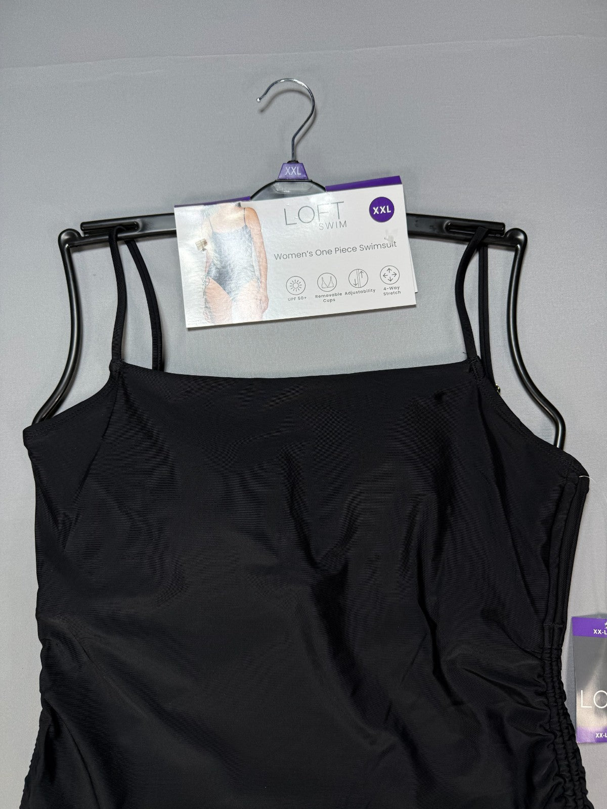 NWT Loft Swim One-Piece Swimsuit Women's 2XL Black 4-way Stretch Summer Beach
