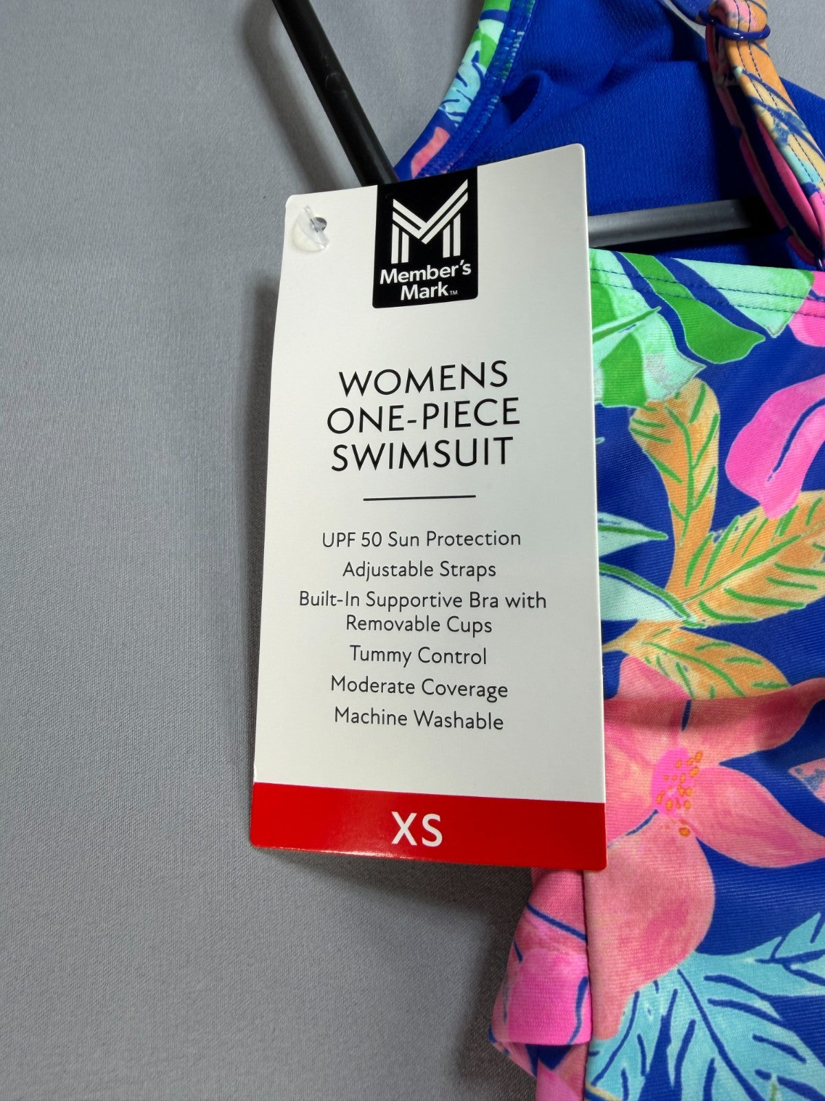 Member's Mark One-Piece Adjustable Strap Swimsuit Women's XS Multicolor Floral