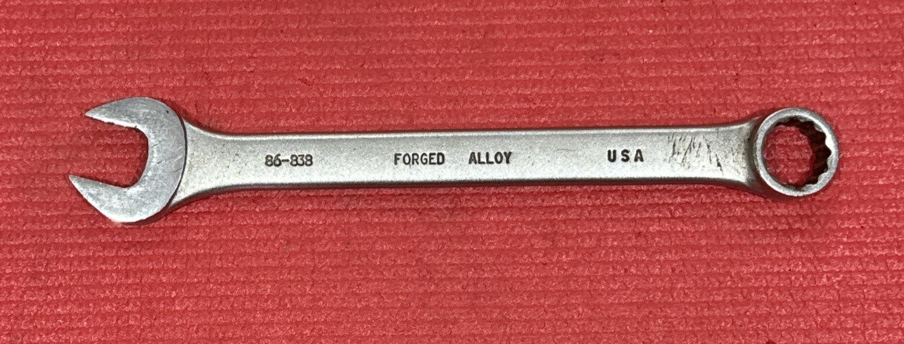 Vintage Stanley 86-838, SAE 11/16" Combination Wrench 12 Point Made in USA