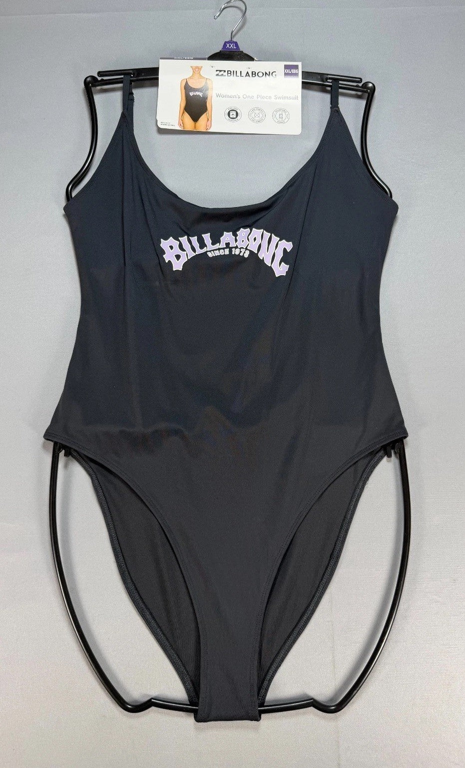 NWT Billabong One-Piece Swimsuit Women 2XL Black Sleeveless Stretch Summer Gear