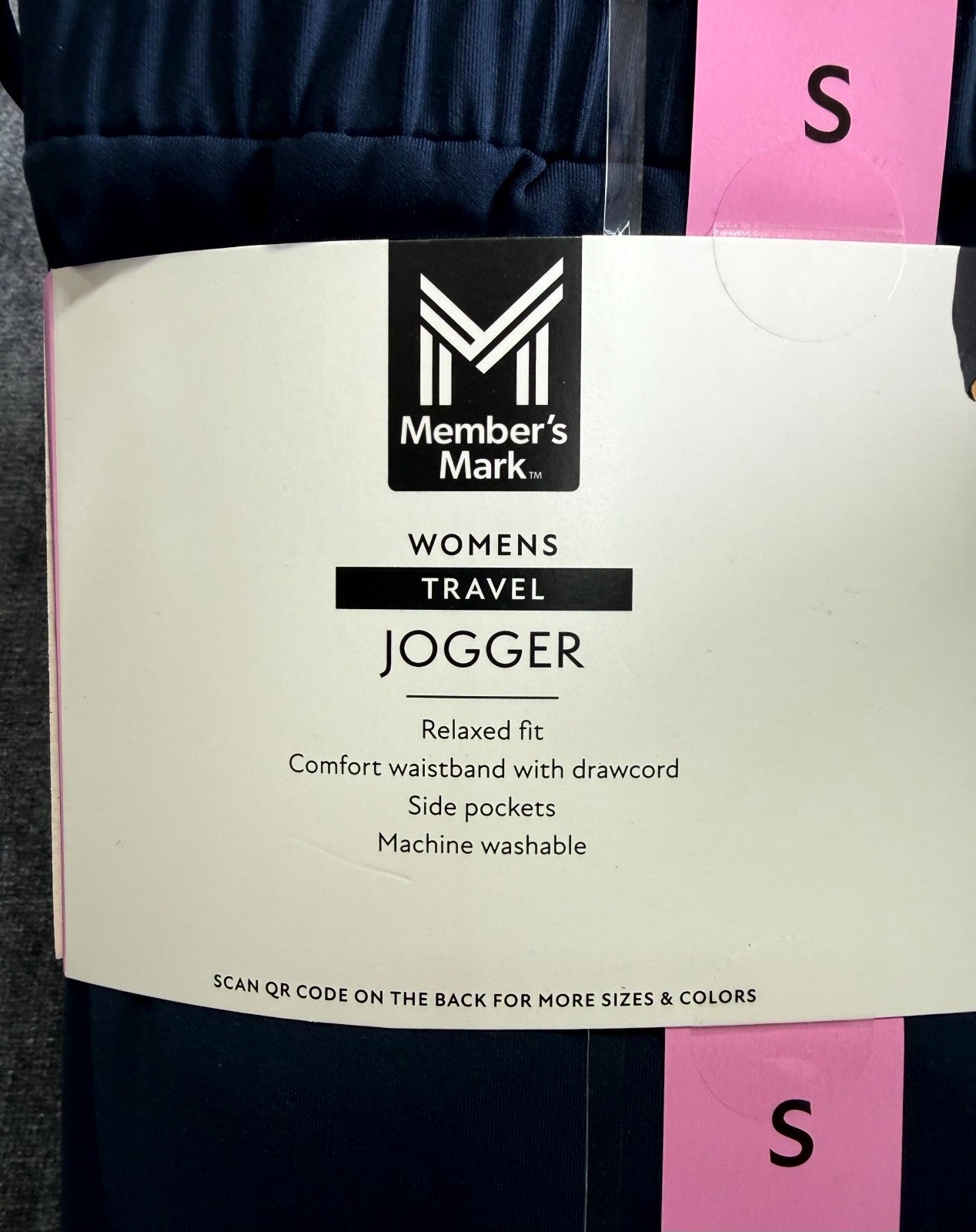 NWT Member's Mark Travel Joggers Women's Small Navy Blue Relaxed Fit Drawstring