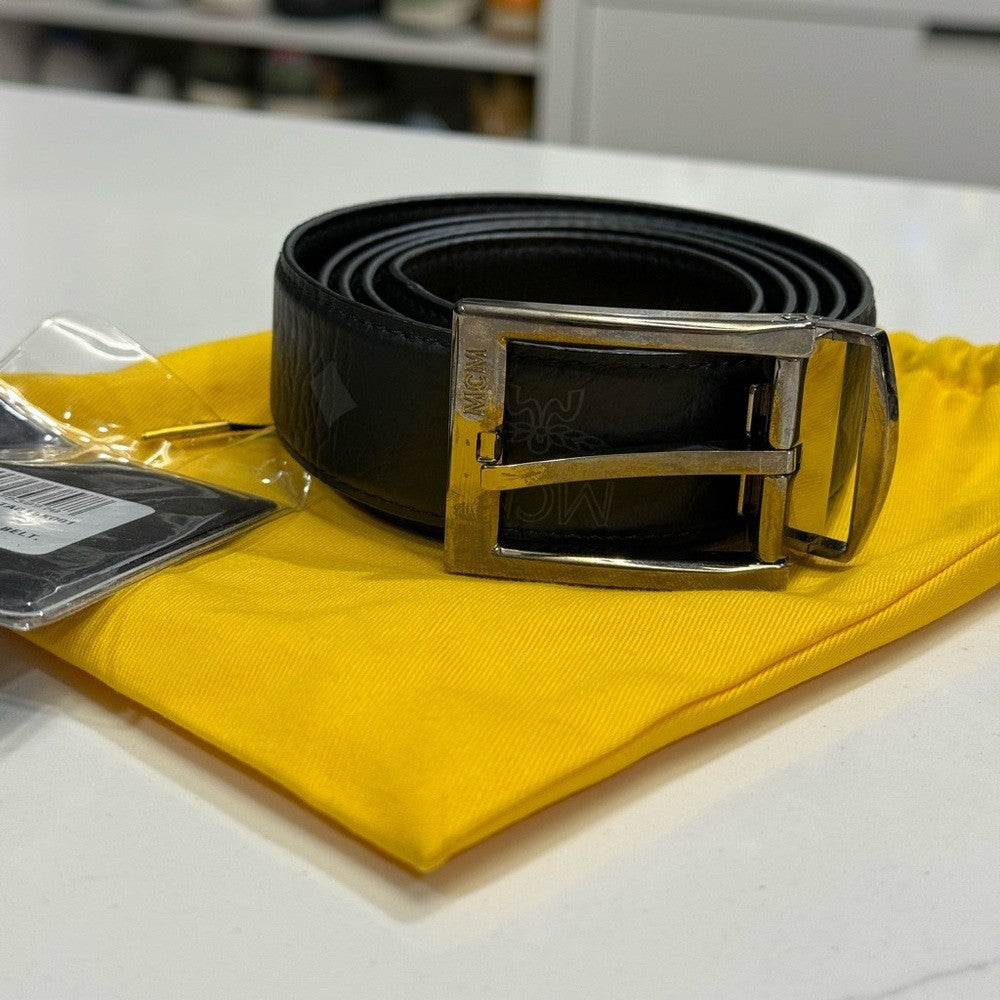 MCM Black AREN Men's Black Leather Reversible Belt