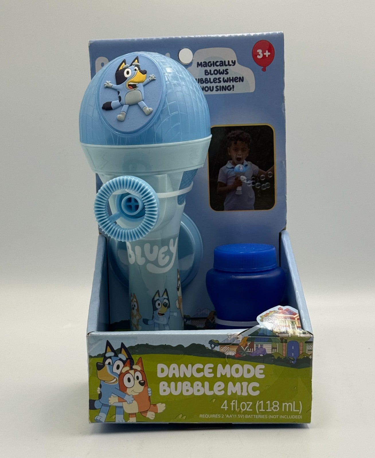 New Bluey Dance Mode Bubble Mic Singing Toy Blower Machine Blue - 4 FL Oz