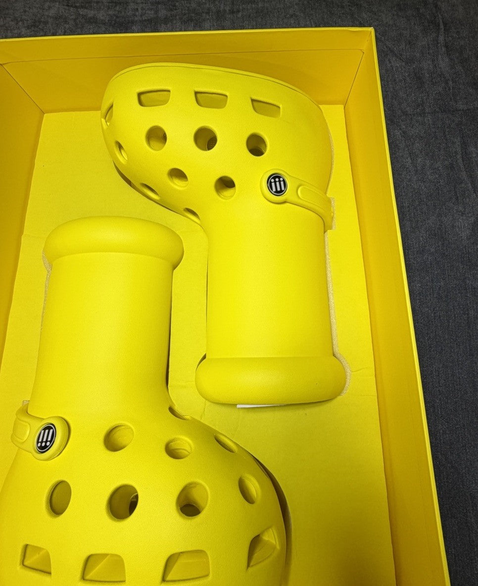 MSCHF X CROCS BIG YELLOW BOOTS CROCS SIZE 10 NEW WITH BOX