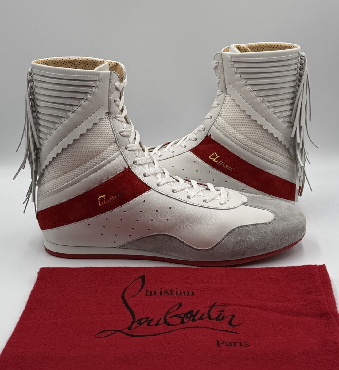AUTHENTIC CHRISTIAN LOUBOUTIN Suede Knock-Out Boxing Sneakers (44 EU; 11 US)