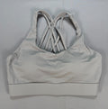 Womens Light Gray Strappy Crisscross Back Sports Bra Padded Yoga Gym Workout Top
