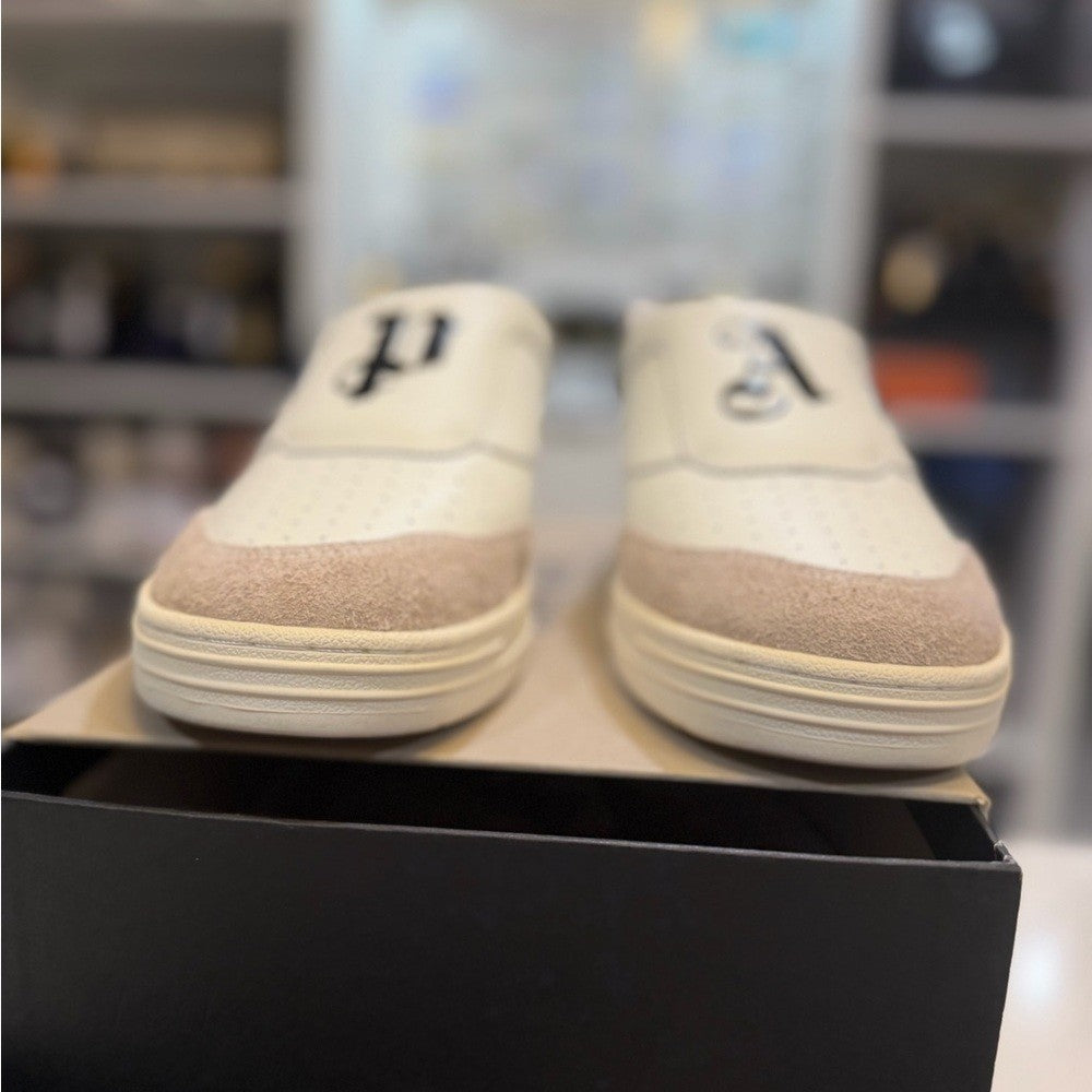 Palm Angels White and Tan Men's mule sneakers