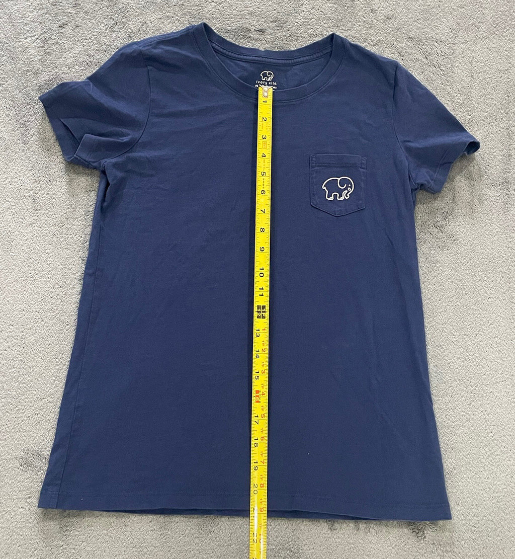 Ivory Ella Women’s Size Small Blue Short Sleeve T-Shirt With Wave Elephant