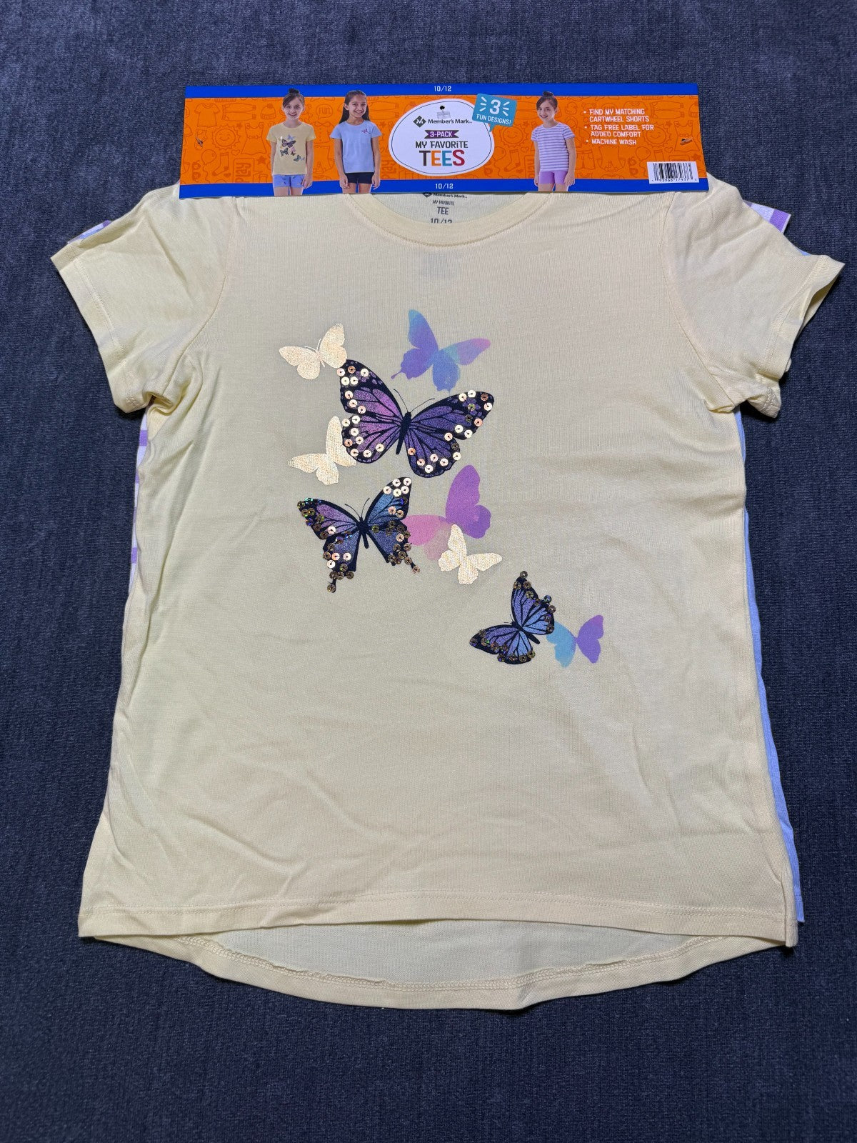 NWT Member's Mark My Favorite T-Shirts Girls 10/12 Multi Short Sleeve - Lot of 3