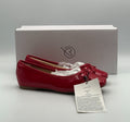 New The Drop Ballet Flats Women's 6 Red Patent Leather Bow Slip-On Almond Toe