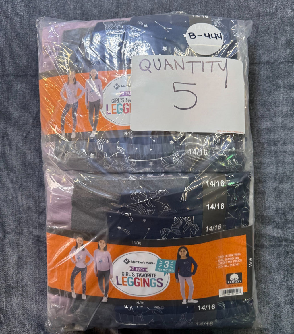 NWT Member's Mark My Favorite Leggings Girls 14/16 Multicolor Preppy - 3-Pack