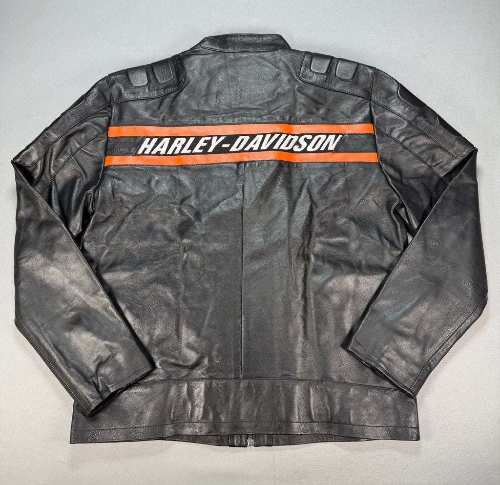 Real Leather Harley Davidson Embroidered Mens Small Motorcycle Biker Jacket