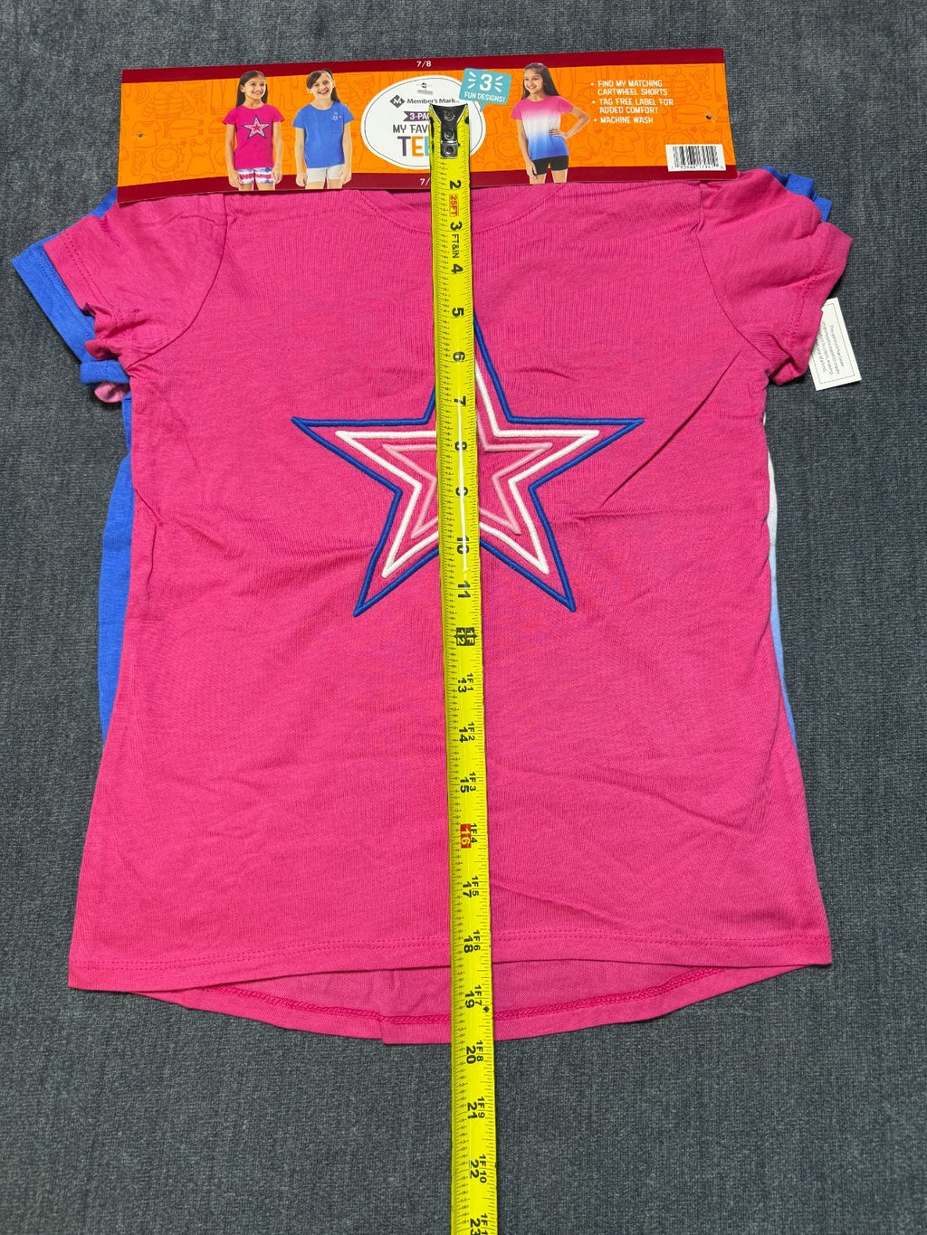 NWT Member's Mark My Favorite T-Shirt Girls 7/8 Multi Short Sleeve - Lot of 3