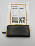 Fendi Monster 7M0210 Bug Eyes Zip Around Long Wallet Black Leather Yellow Trim