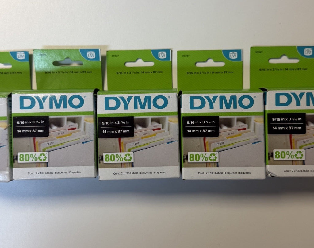 DYMO 30327 5 packs (2x130 labels in each) 9/16 In X 3-7/16" File Folder Labels