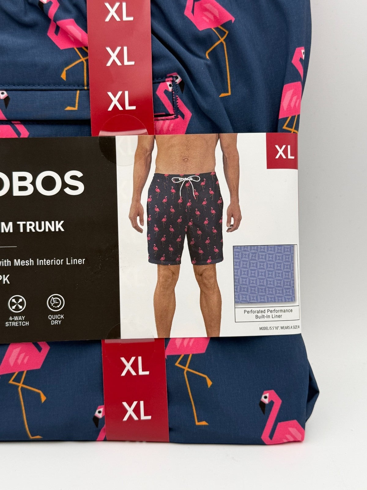 NWT Bonobos Swim Trunks Men's XL Blue Flamingo Print Drawstring Summer Beach