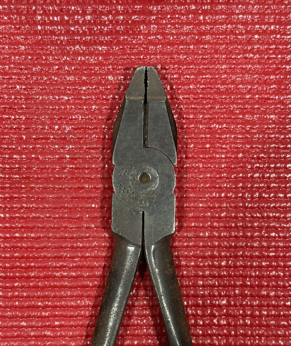 Vintage UTICA Tools Lineman's Pliers 50 8” Made In USA M1
