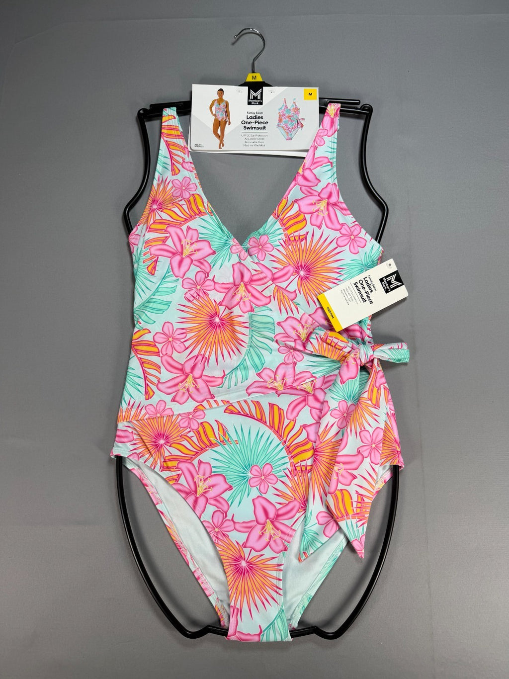 Member's Mark Adjustable Strap One-Piece Swimsuit Women Medium Multicolor Floral