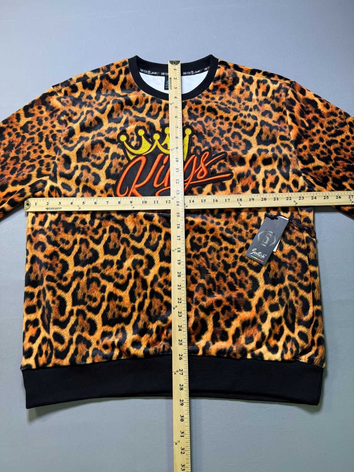 NWT Switch Remarkable Kings Leopard Print Crew Neck Sweatshirt Women's 2X Timber