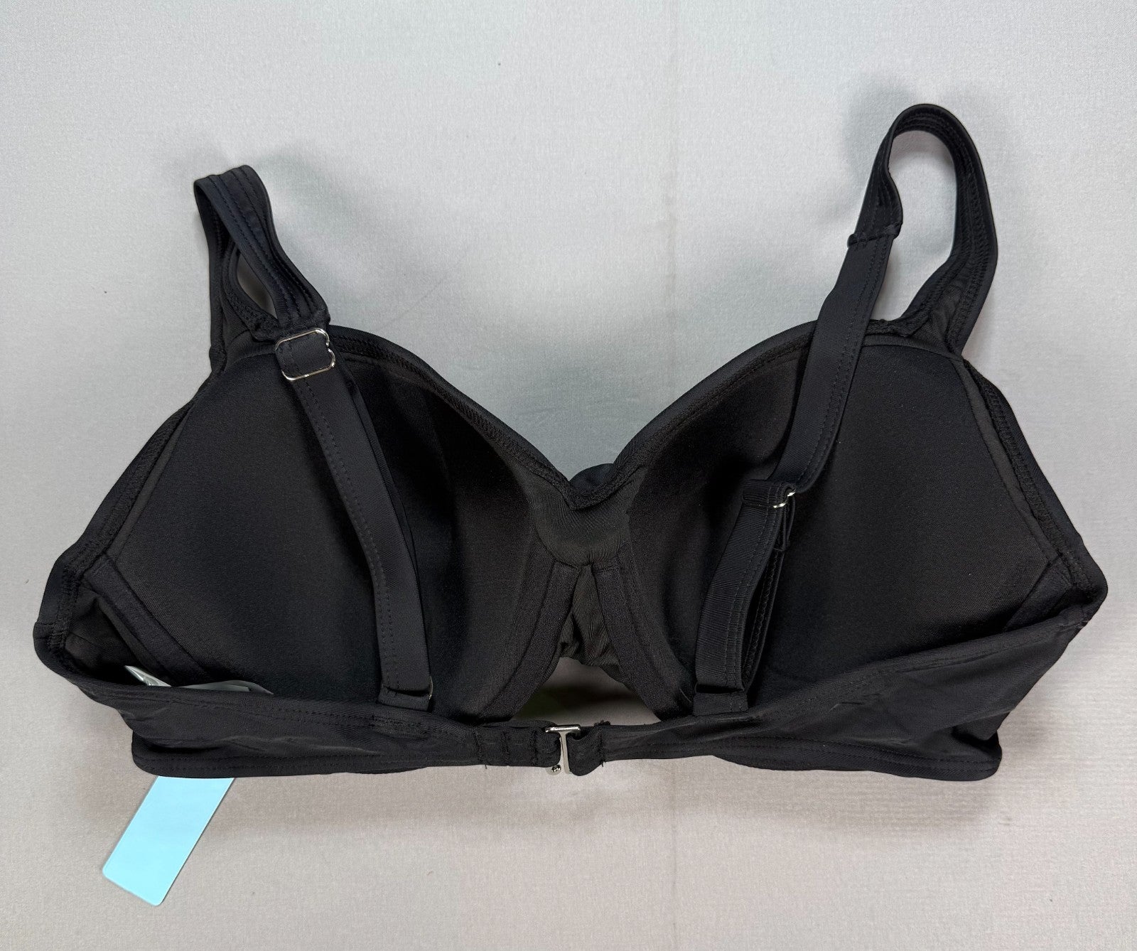 NWT Yonique Swimsuit Top Womens Black Twist Front Bikini Top Padded Push Up