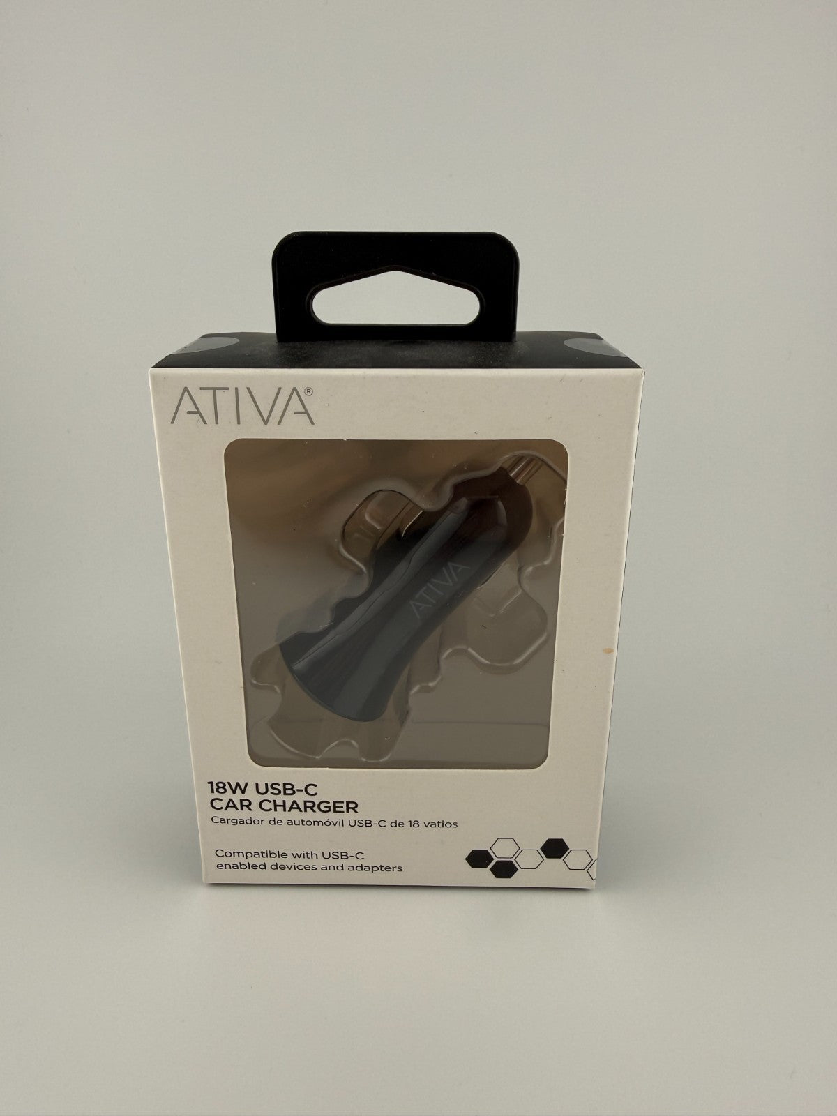 NEW Ativa 45867 Black 12V b18W USB-C Car Charger Fast Charging Adapter Universal