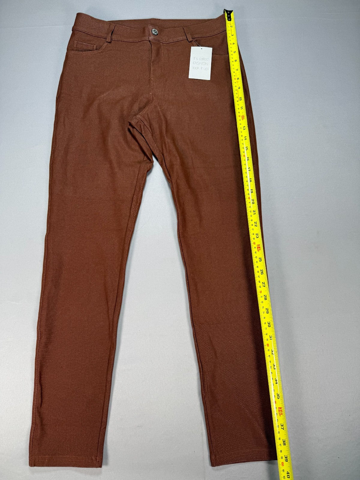 NWT Prolific Health Twill Slim Pants Womens XL Rust Brown Stretch Classic Preppy