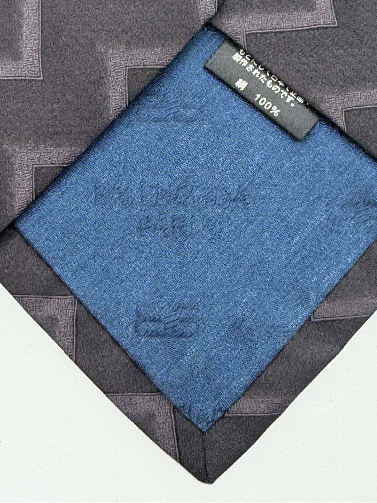 Vintage Balenciaga Paris Necktie 100% Silk Tie Gray Black Geometric Zig Zag Tie