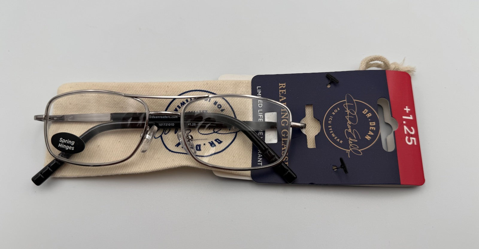 ICU Eyewear Dr. Dean Edell Reading Glasses 1.25 Magnification Silver Black Frame