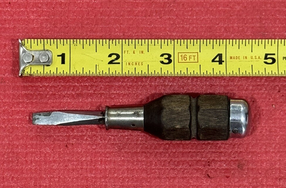 Vintage Proto 9701 Stubby Wood Handled Flathead Screwdriver 4.5” Rare