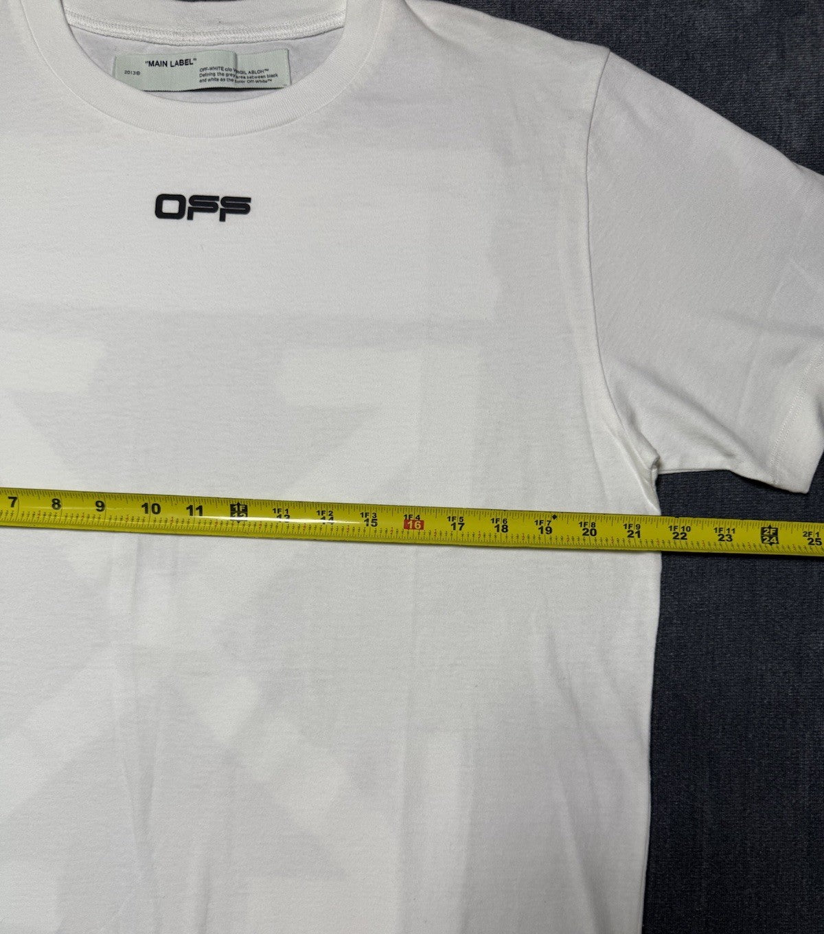 Off-White White Printed Cotton Crew Neck Oversized Size Large T-Shirt NEW
