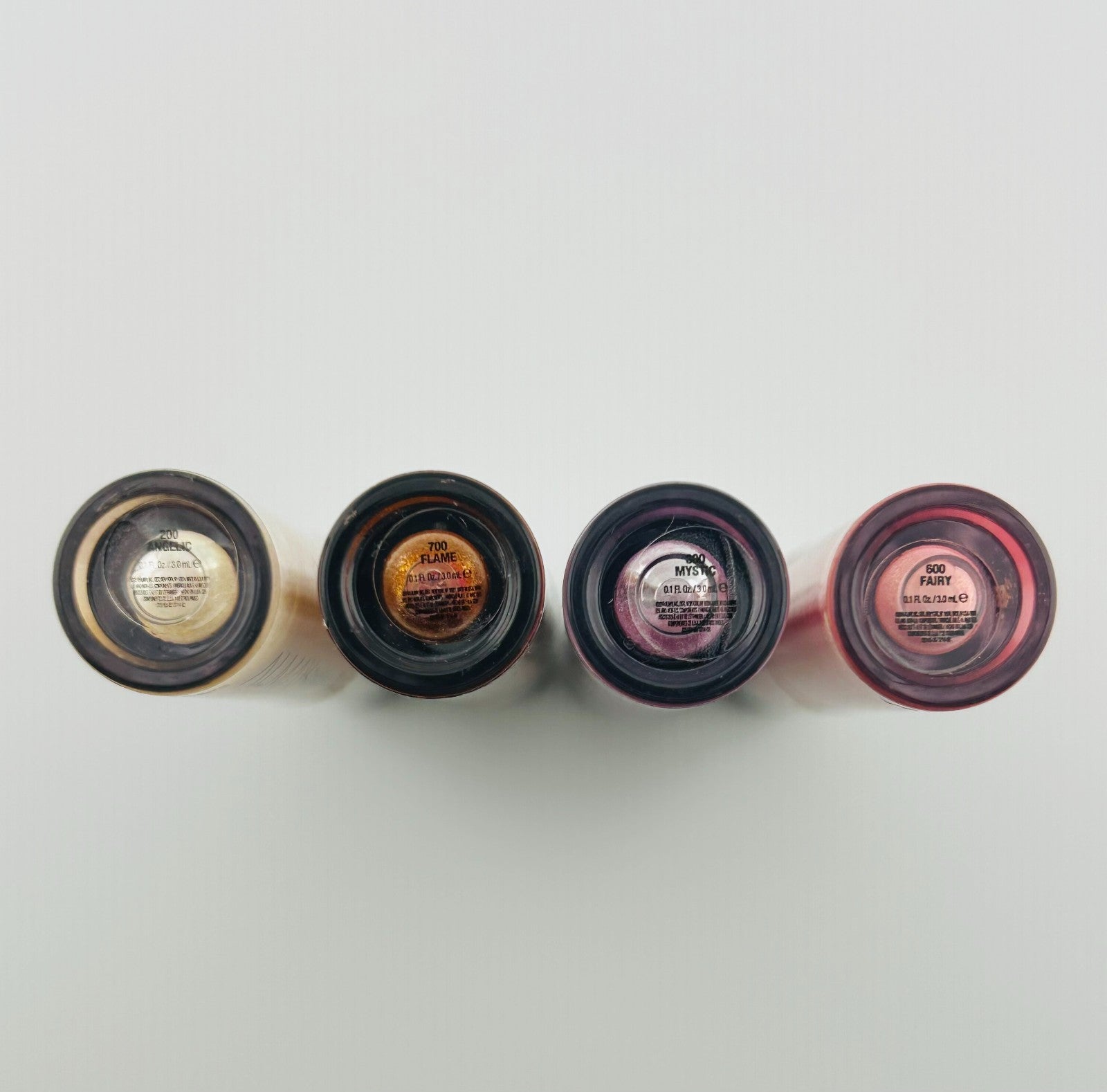 Set of 4 Almay Goddess Lip Gloss #700 Flame #600 Fairy #200 Angelic #300 Mystic