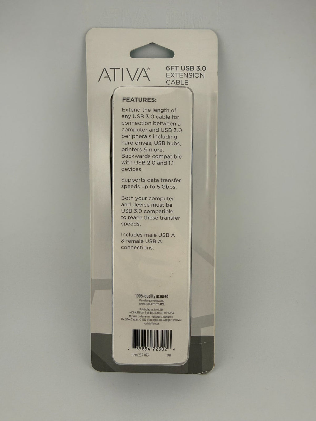 NEW Ativa 283-873 Blue USB-A Male to Female 1.83m PC 6ft USB 3.0 Extension Cable