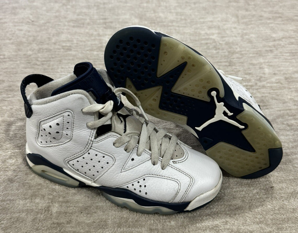 Nike Air Jordan 6 Retro GS Midnight Navy White GradeSchool Size 4Y, 384665-141