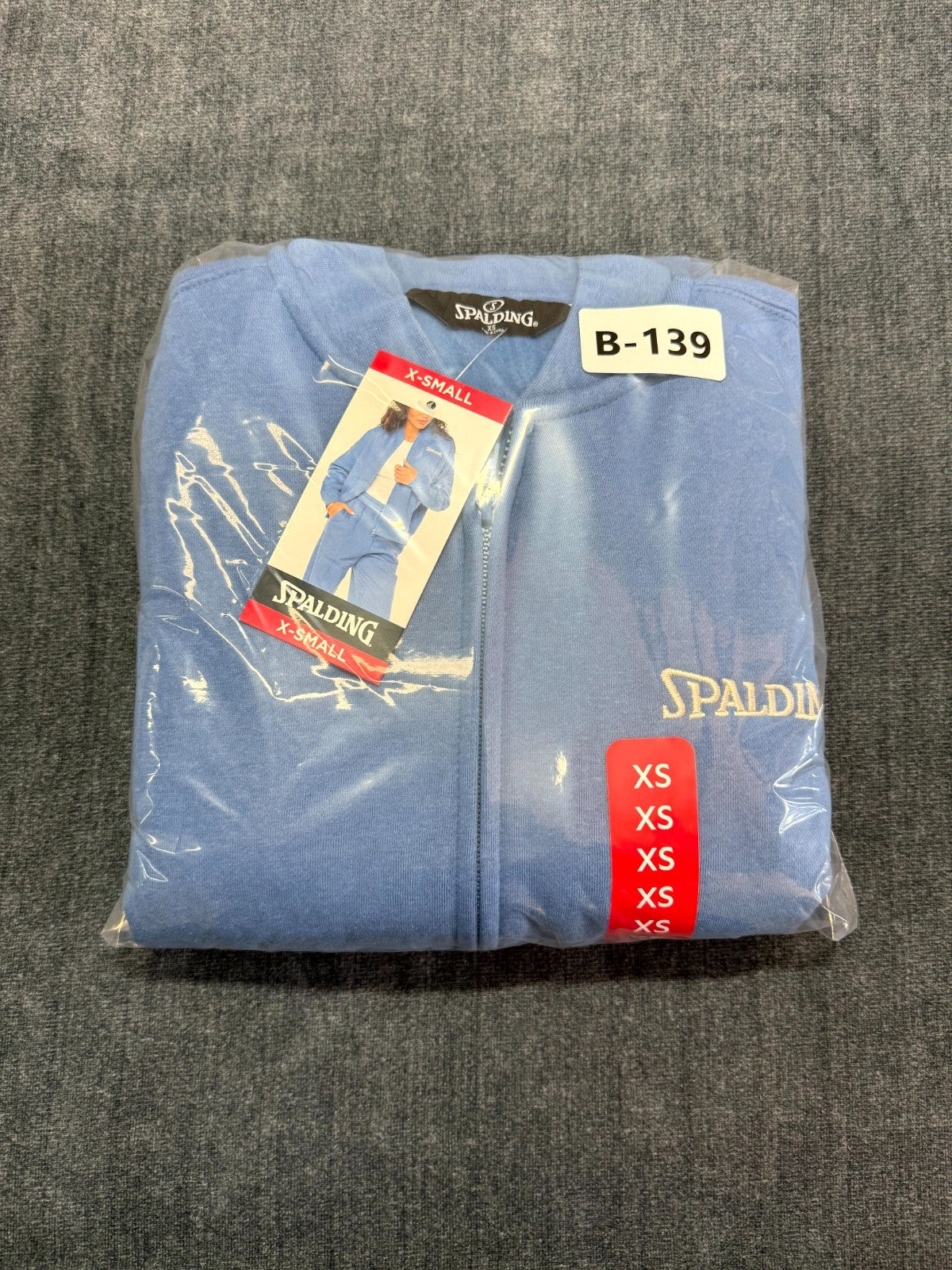 NWT Spalding Fleece Bomber Jacket Women's XS Light Blue Full-Zip Long Sleeve