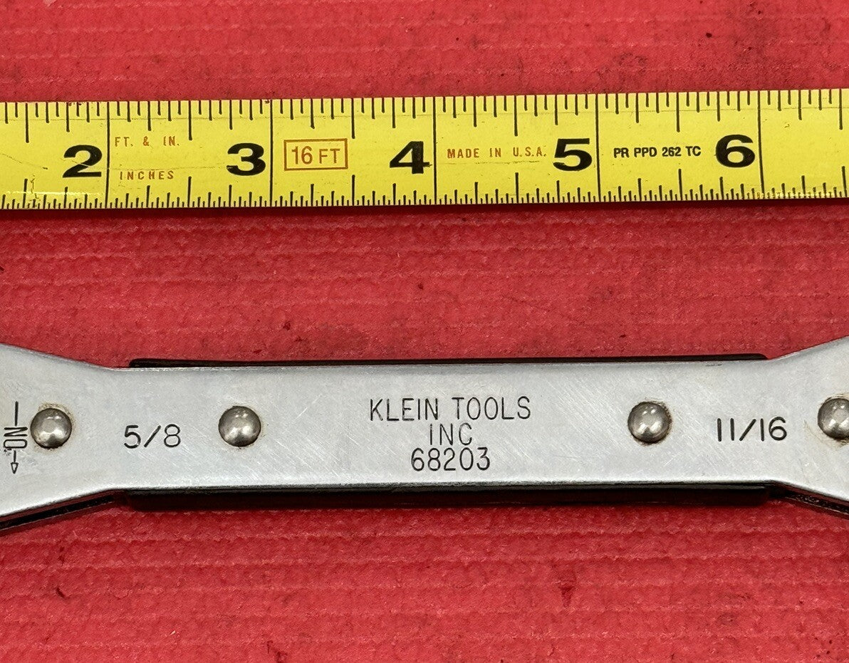 Vintage Klein Tools 68203, 5/8" X 11/16" Box Wrench 12PT Made in USA Klein