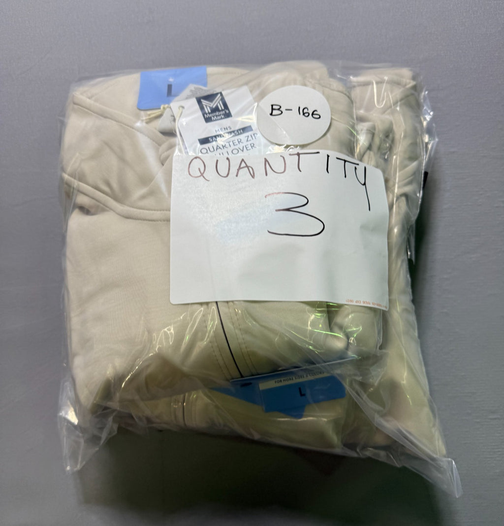 NWT Member's Mark Quarter Zip Pullover Sweatshirt Men's Large Beige Long Sleeve