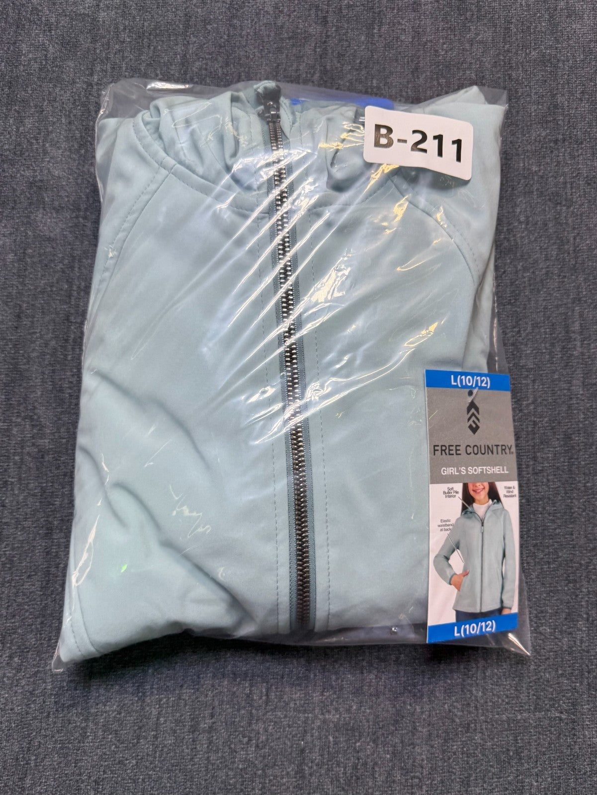 NWT Free Country Super Softshell Jacket Girls Large Misty Blue Full-Zip Gorpcore
