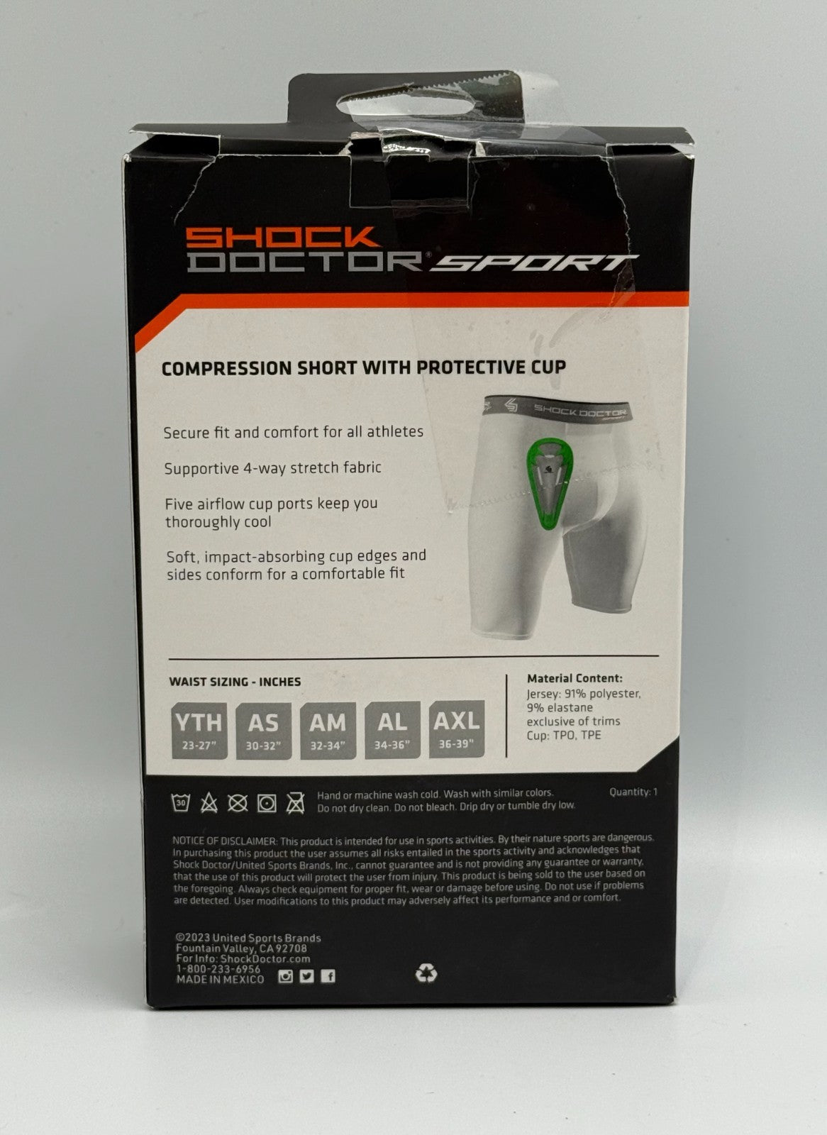 New Shock Doctor Sport Gray Lime Compression Short with Protective Flex Cup