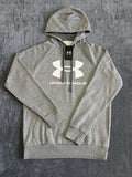 NWT Under Armour Rival Fleece Logo Hoodie Men's Small Gray Long Sleeve Pullover