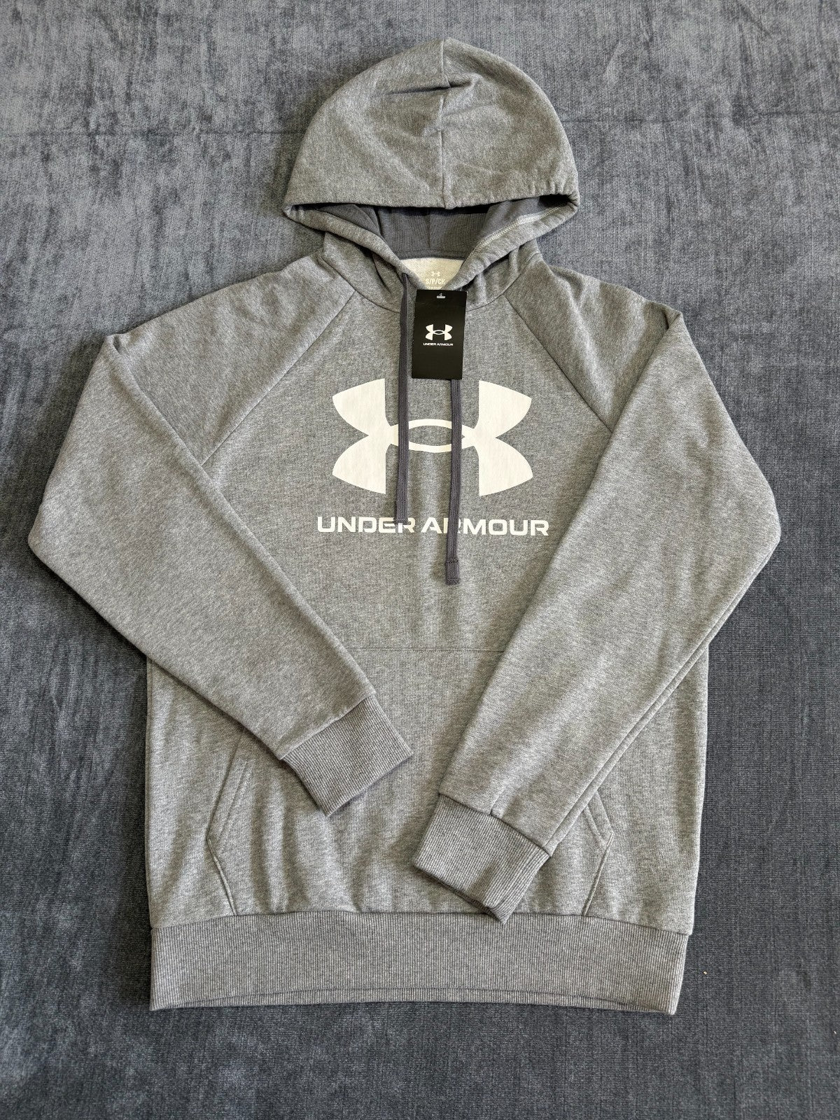 NWT Under Armour Rival Fleece Logo Hoodie Men's Small Gray Long Sleeve Pullover