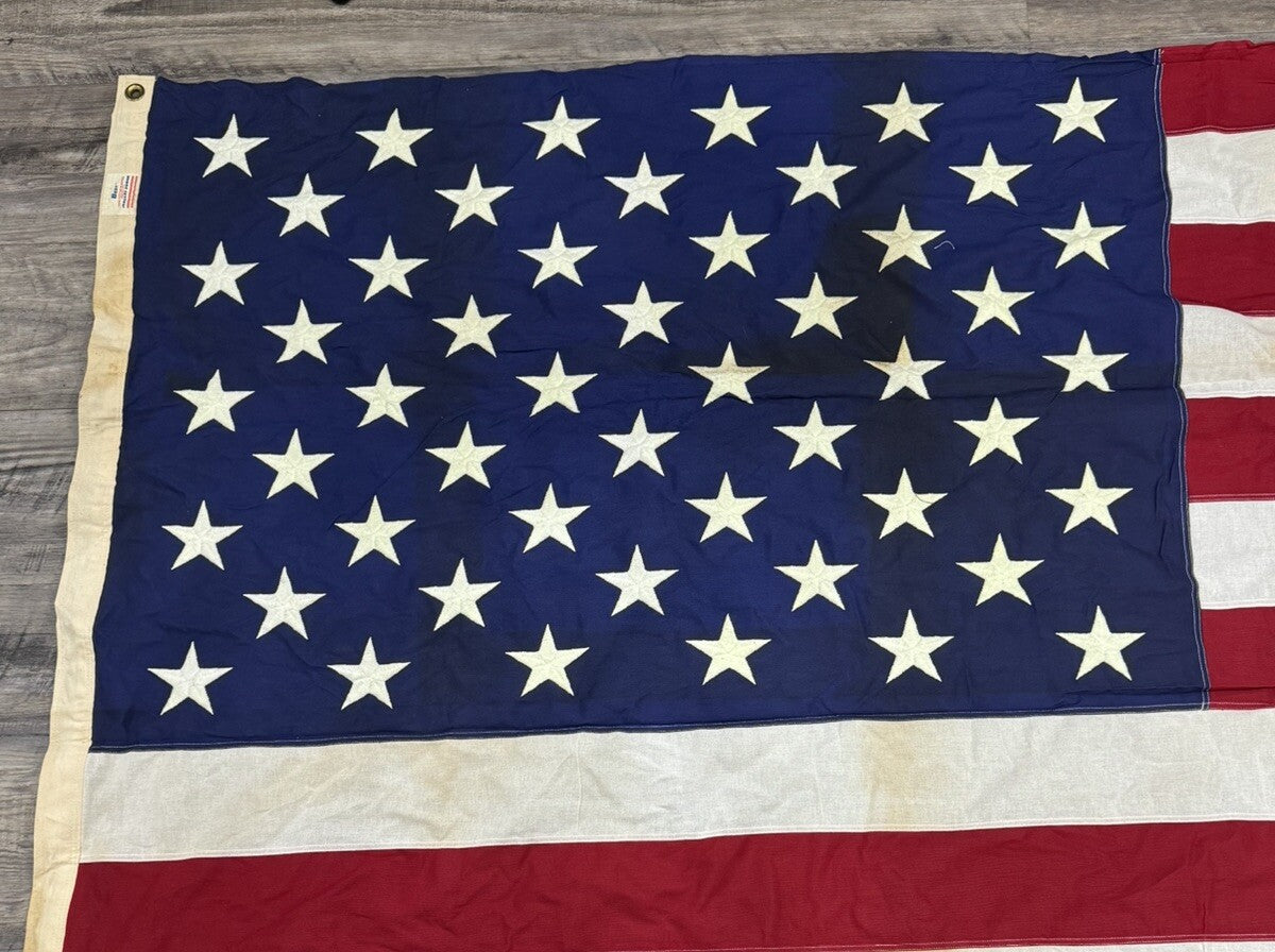 Vintage USA Flag Valley Forge Cotton Bunting Best American 50 Stars  112" x 56”