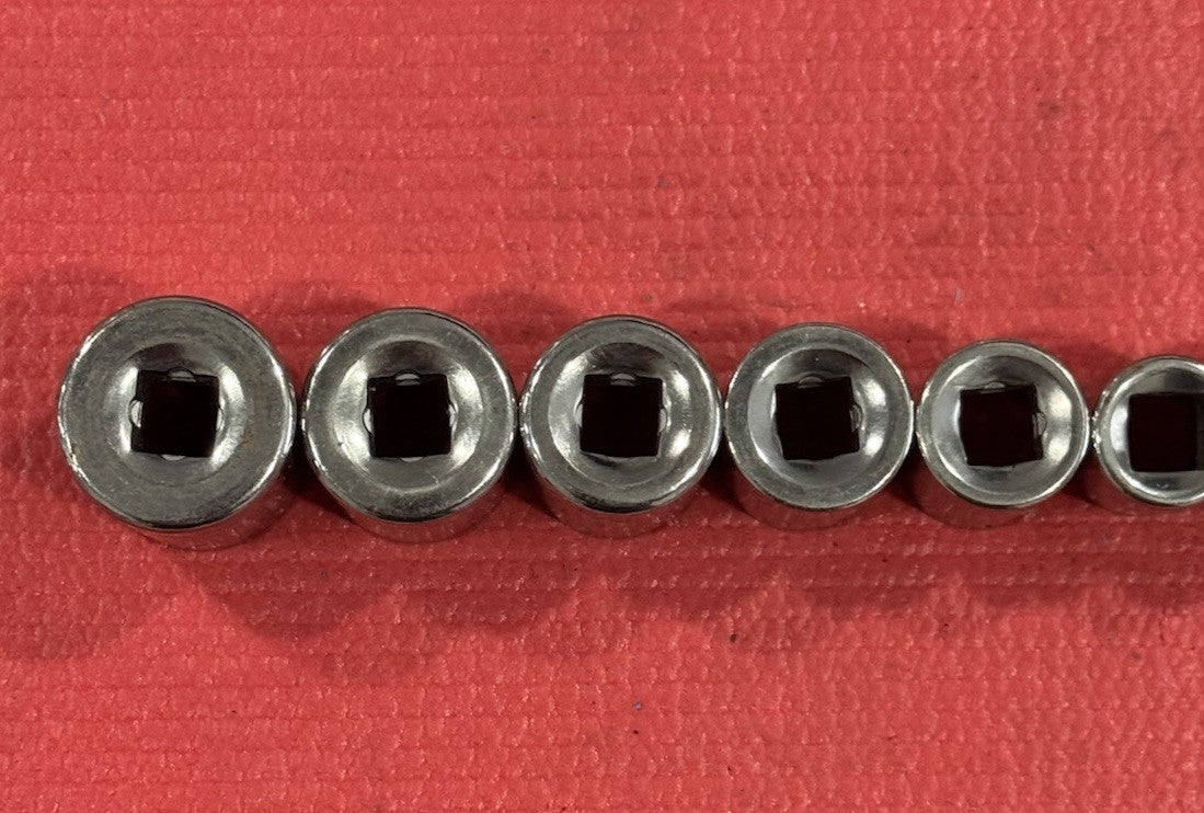 Vintage Craftsman 9pc Set 3/8" Drive 12PT SAE Shallow Socket Set Made In USA