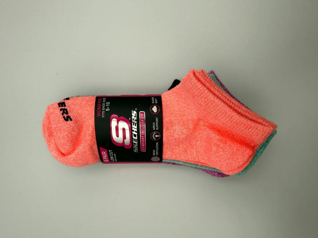 New Skecher Super Soft Low Cut Socks Women's Size 5-10 Arch Support - Pairs Of 6